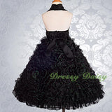 FG148 Girls Beads Halter Embossed Flower Girl Dresses Party Pageant Dress Size 2-9