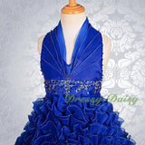 FG148 Girls Beads Halter Embossed Flower Girl Dresses Party Pageant Dress Size 2-9