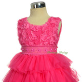 FG322 Tiered Tulle Pearl Party Pageant Wedding Flower Girl Dress Up Size 12 Months - 4