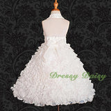 FG148 Girls Beads Halter Embossed Flower Girl Dresses Party Pageant Dress Size 2-9