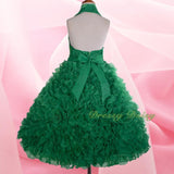 FG148 Girls Beads Halter Embossed Flower Girl Dresses Party Pageant Dress Size 2-9