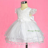 FG324 Scallop Hemline Pageant Birthday Occasion Dresses w/ Bonnet Baby Size 9-24 Months