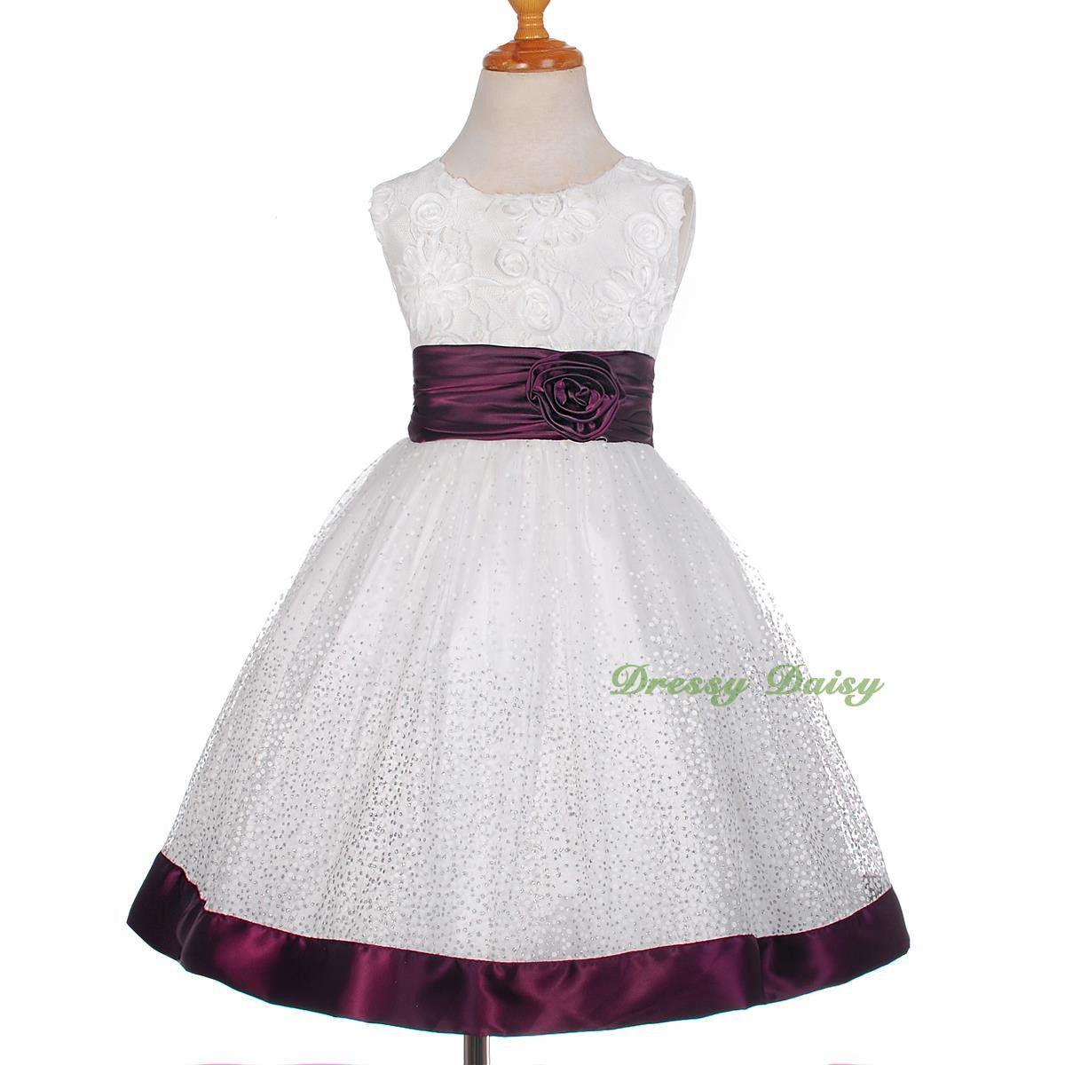 FG278 Girls' Soutache Rosette Wedding Flower Girl Pageant Communion Dress Size 2-11