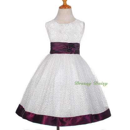 FG278 Girls' Soutache Rosette Wedding Flower Girl Pageant Communion Dress Size 2-11