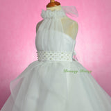 FG326 Rosettes Halter Ball Gown Formal Dress Wedding Flower Girl Pageant Size 4-14