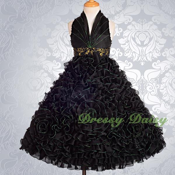 FG148 Girls Beads Halter Embossed Flower Girl Dresses Party Pageant Dress Size 2-9