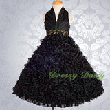 FG148 Girls Beads Halter Embossed Flower Girl Dresses Party Pageant Dress Size 2-9