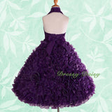 FG148 Girls Beads Halter Embossed Flower Girl Dresses Party Pageant Dress Size 2-9