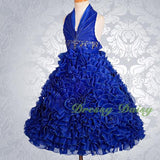 FG148 Girls Beads Halter Embossed Flower Girl Dresses Party Pageant Dress Size 2-9