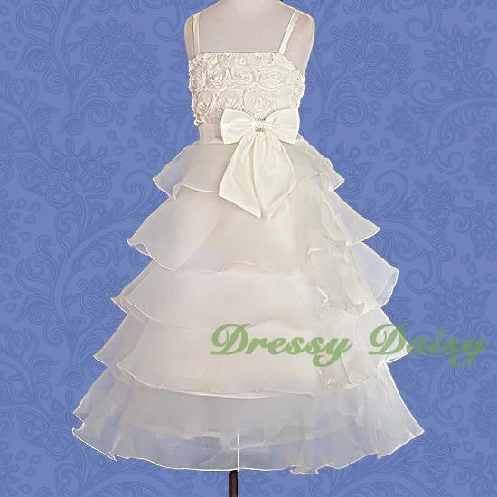 FG136 Girls Tiered Wedding Flower Girl Party Dresses Pageant Dress Size 2-9