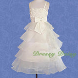 FG136 Girls Tiered Wedding Flower Girl Party Dresses Pageant Dress Size 2-9