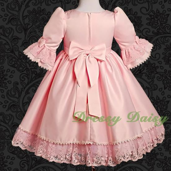 VD003 Lace Satin Victorian Princess Flower Girl Dresses Party Dress Size 12m-9