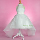 FG326 Rosettes Halter Ball Gown Formal Dress Wedding Flower Girl Pageant Size 4-14