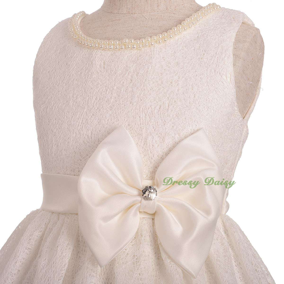 FG331 Girls' Lace Scalloped Hem Wedding Flower Girl Pageant Party Dresses Size 3-10