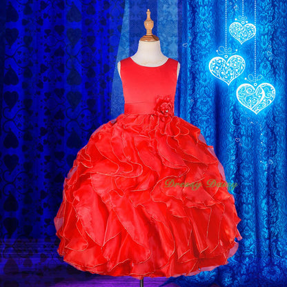 FG234 Girls Ruffle Flower Girl Dresses Pageant Gown Party Communion Dress Size 4-12