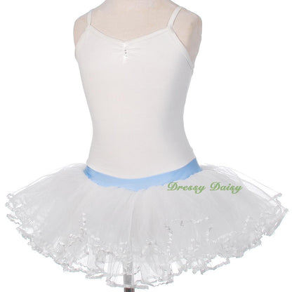 BA057 Girl Diamante Ribbon Ballet Tutu Dancewear Fairy Costume Leotard Size 3T-8