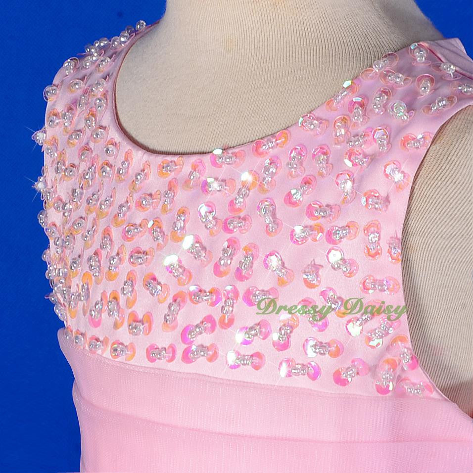 FG257 Girls' Beaded Satin Tulle Wedding Flower Girl Pageant Party Dresses Size 18 Months - 8