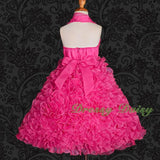 FG148 Girls Beads Halter Embossed Flower Girl Dresses Party Pageant Dress Size 2-9