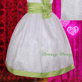 FG209 Girls' Silver Dots Wedding Flower Girl Pageant Party Occasion Dress Size 2-6