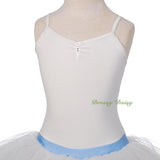 BA057 Girl Diamante Ribbon Ballet Tutu Dancewear Fairy Costume Leotard Size 3T-8