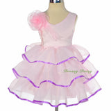 FG295 Satin Organza Tiered Dress Party Wedding Birthday Flower Girl Size 9 Months - 4