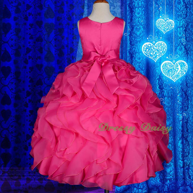 FG234 Girls Ruffle Flower Girl Dresses Pageant Gown Party Communion Dress Size 4-12