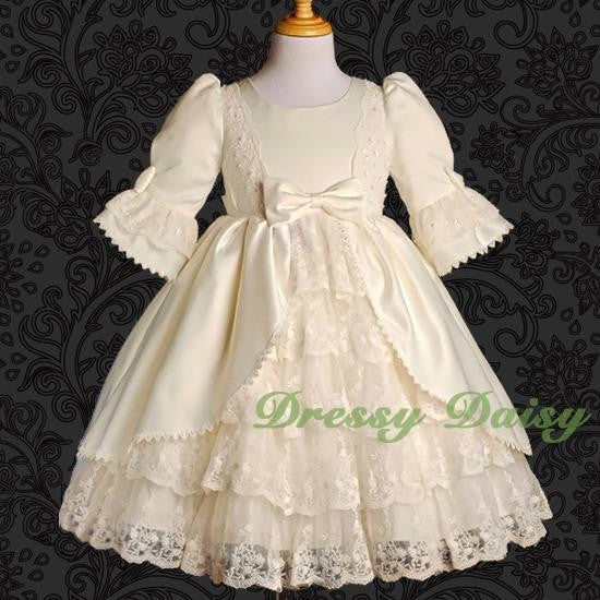 VD003 Lace Satin Victorian Princess Flower Girl Dresses Party Dress Size 12m-9