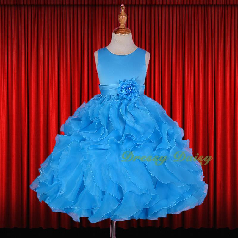 FG234 Girls Ruffle Flower Girl Dresses Pageant Gown Party Communion Dress Size 4-12