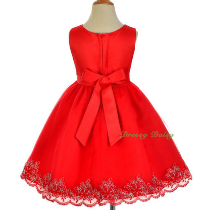 FG317 Beads Embroidery Scalloped Dresses Flower Girl Pageant Occasion Size 2-10