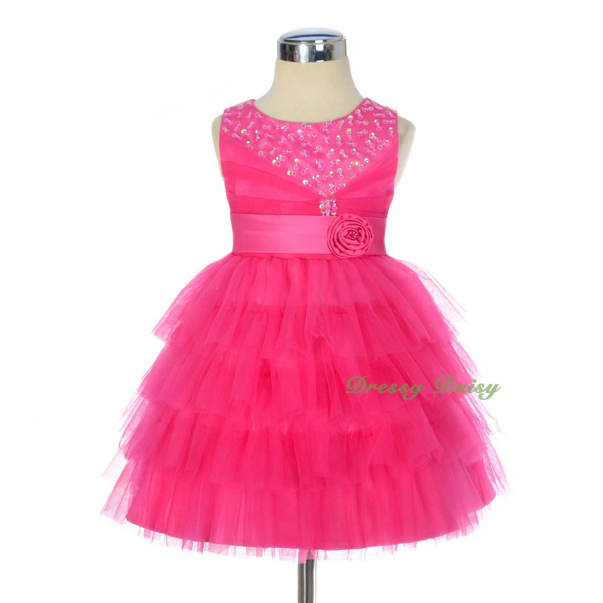 FG308 Girls Beaded Tulle Flower Girl Dresses Pageant Party Occasion Dress Size 2-8