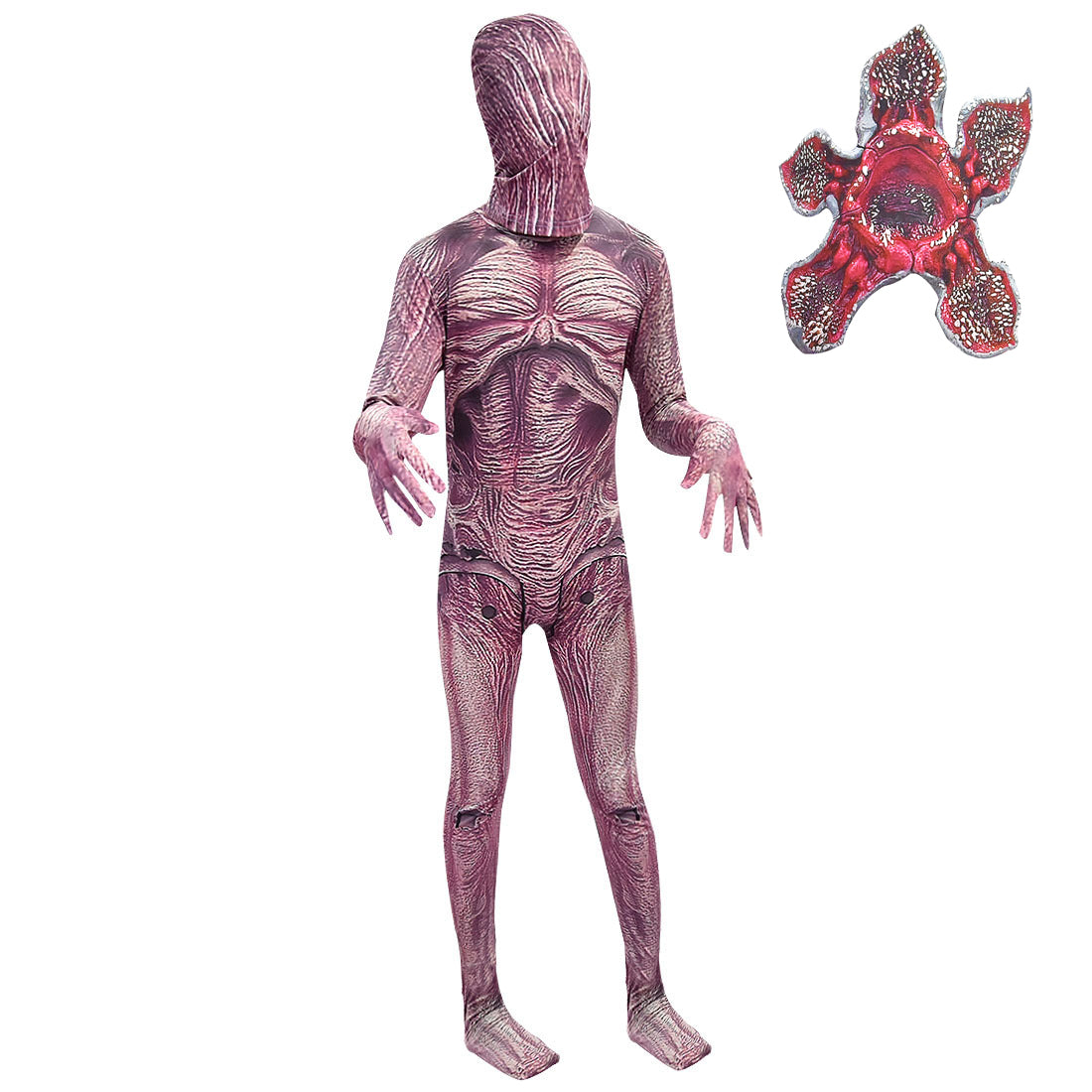 monster halloween costume kids zentai suit front view with mask
