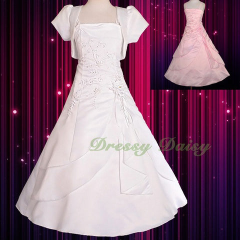 FG097J Girls' Beading Occasion Communion Dresses Wedding Flower Girl Dress Size 2-12