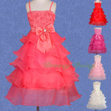 FG136 Girls Tiered Wedding Flower Girl Party Dresses Pageant Dress Size 2-9