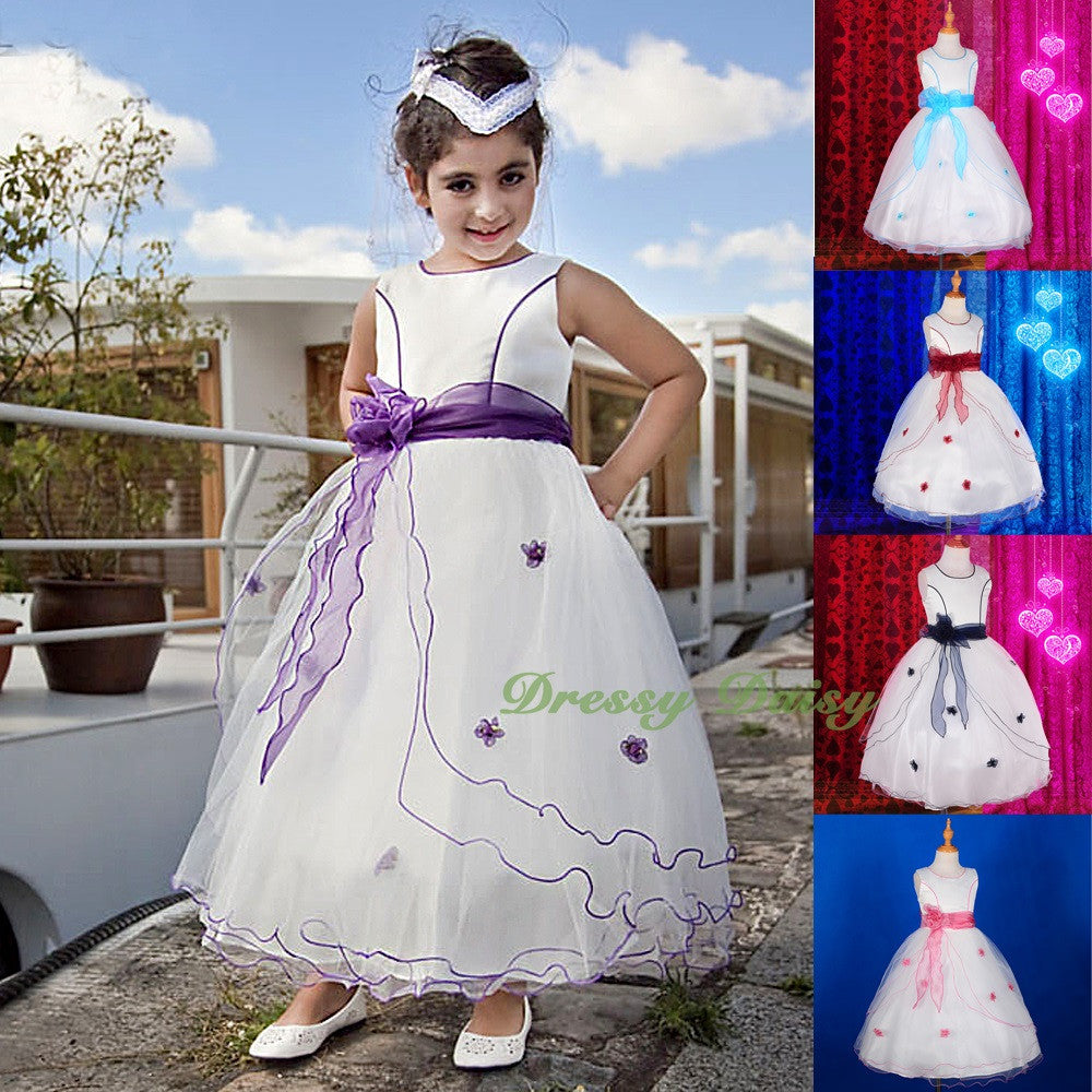 FG220A Girls' Tulle Pageant Party Flower Girl Dresses Build-in Petticoat Size 18 Months - 12