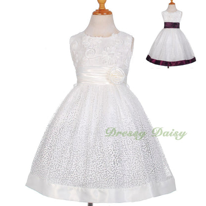 FG278 Girls' Soutache Rosette Wedding Flower Girl Pageant Communion Dress Size 2-11