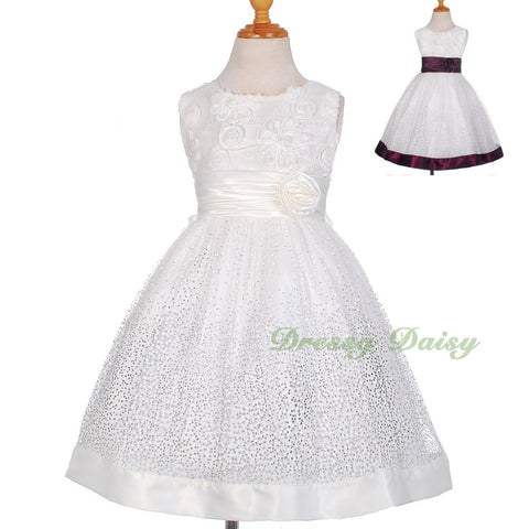 FG278 Girls' Soutache Rosette Wedding Flower Girl Pageant Communion Dress Size 2-11