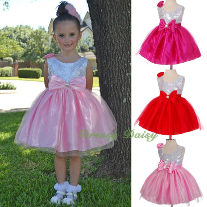 FG280 Sequined Pageant Dresses Wedding Flower Girl Birthday Party Dress Size 12 Months - 4