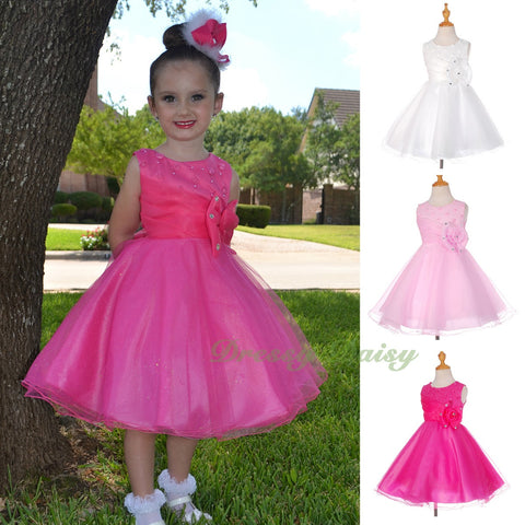 FG288 Rhinestones Flower Girl Dress Birthday Wedding Party Pageant Occasion Size 2-9