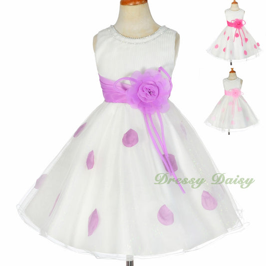 FG294 Girls' Flower Petals Tulle Girl Dresses For Wedding Pageant Party Size 2-10