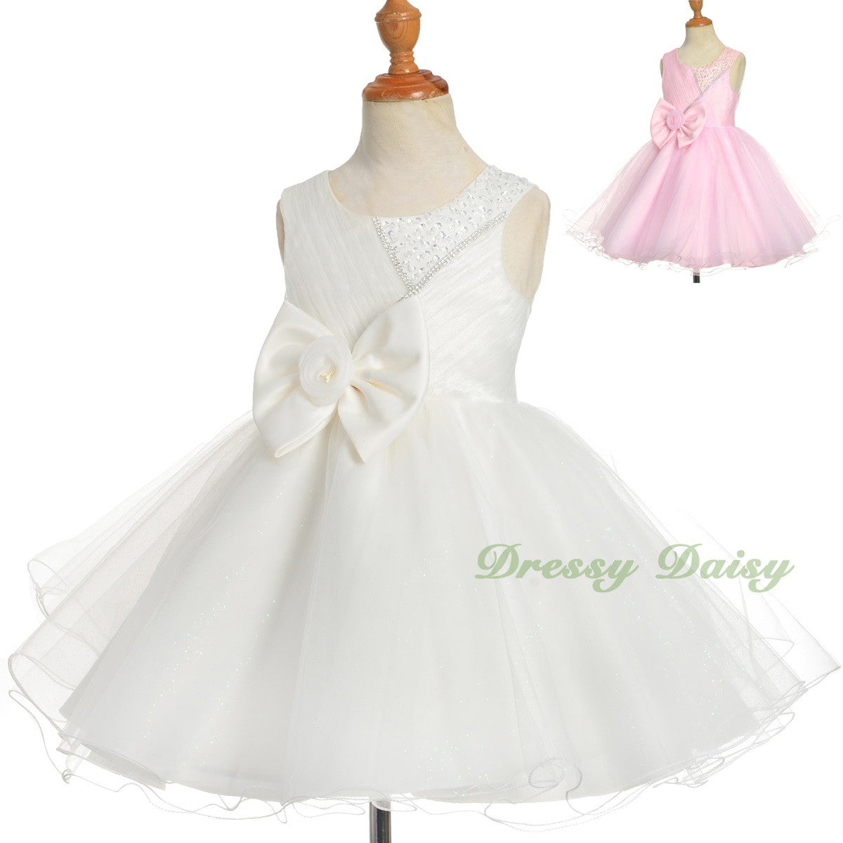 FG321 Diamante Beaded Tulle Flower Girl Formal Dress Pageant Birthday Size 18 Months - 7