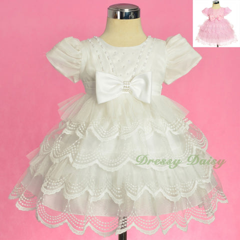 FG323 Beaded Scallop Hemline Dresses Pageant Birthday Occasion Baby Size 9-24 Months