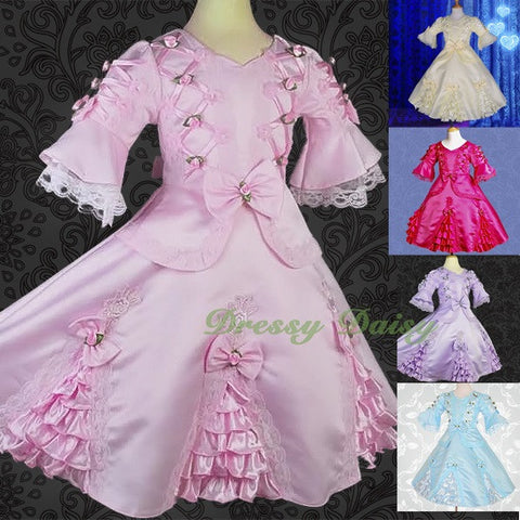 VD002 Vintage Victorian Dresses Fancy Costume Pageant Flower Girl Dress Size 2T-9