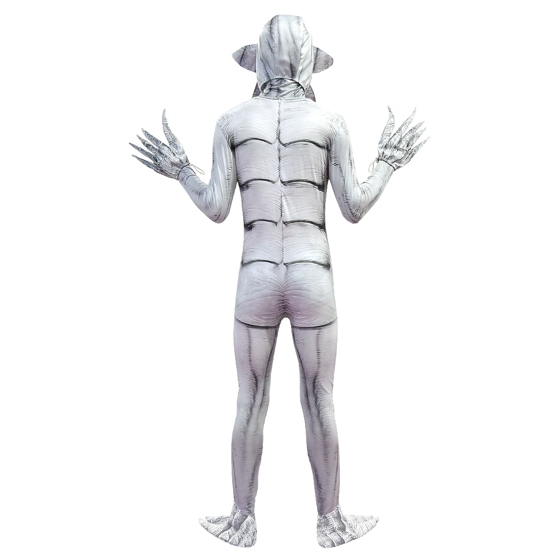 white monster halloween costume kids zentai suit full set back
